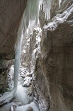 Icicle in a gorge, gorge, winter, ice, snow, river, Partnachklamm, Garmisch-Partenkirchen, Upper