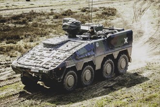 Boxer armoured transport vehicle, photographed as part of a Bundeswehr exercise with armed forces