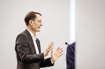 Prof Karl Lauterbach (SPD), Federal Minister of Health, at a press conference on the talks with