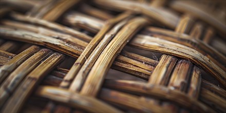 Close up of natural wicker basket netting. KI generiert, generiert, AI generated