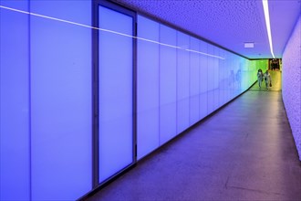 Tunnel pedestrian passage illuminated, Thun, Switzerland, Europe