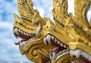 Naga deities at Wat Nong Sikhounmuang, Luang Prabang, Laos, Asia