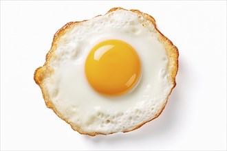 Fried egg on white background. KI generiert, generiert, AI generated