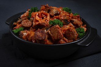 Bigos, bigus is a national Polish dish, made of cabbage and meat, stewed, homemade, no people