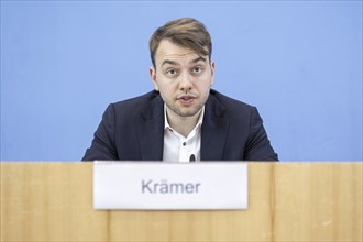 Philip Krämer, Member of the German Bundestag (Bündnis 90/Die Grünen), recorded during a press