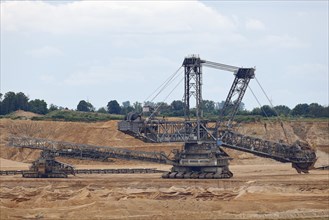 Bucket-wheel excavator wheel excavator in Hambach opencast mine, lignite mining, largest lignite