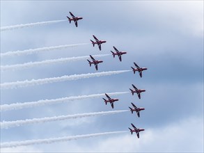 Red Arrows, Royal Air Force Aerobatic Team, Airshow 2024, Teignmouth, Devon, England, United