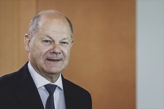 Olaf Scholz (SPD), Federal Chancellor, recorded during the weekly cabinet meeting in Berlin, 26