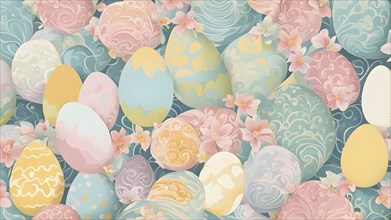 Abstract illustration of Easter with swirling pastel colors, resembling the soft hues of painted