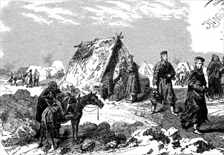 Englishmen fetching food from French sutlers, 1855, Crimean War, Historical, digital reproduction