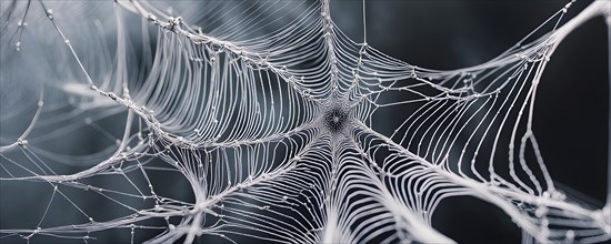 Network of interconnected shapes inspired by the structure of spider silk representing strength and