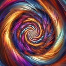 Abstract digital art capturing the essence of a swirling tunnel in vibrant colors in dynamic