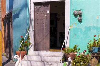 Scenic colorful colonial architecture of Cholula streets in historic center in Mexico Puebla