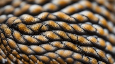 Close up on the wrinkled skin of an adder with intricate patterns, AI generated