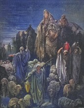 Engraving from the Dore Bible illustrating Genesis xlvi 5 to 7 Jacob goes to Egypt by Gustave Dore