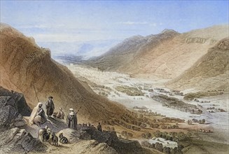 Valley of Shechem and Nablous from Mount Gerizim, Palestine, 1850, Historical, digitally restored