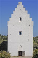 The sand covered church at Skagen dune plantation, Skagen, Jutland, Denmark, Scandinavia, Europe