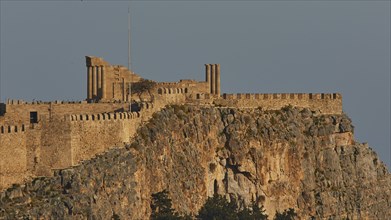 Evening light or late afternoon light, Acropolis of Lindos, Temple of Athena Lindia, Lindos,