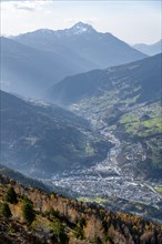 View of Landeck in Tyrol and Inntal valley, Tyrol, Austria, Europe