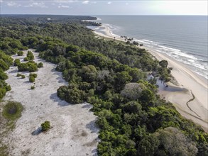 Beach in Loango National Park, Parc National de Loango, Atlantic Ocean, aerial view,