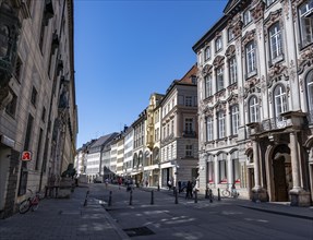 Preysing Palace and historic houses in Residenzstraße, Old Town, Munich, Upper Bavaria, Bavaria,