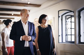 Federal Chancellor Olaf Scholz, (SPD), photographed during a visit to the Alte Dampfbaeckerei in