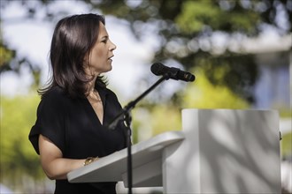 Annalena Bärbock (Bündnis 90/Die Grünen), Federal Foreign Minister, pictured at a commemorative