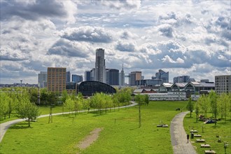 Panoramic view over Brussels skyline with the North Business district and the former Tours & Taxis