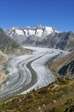 Aletsch glacier, glacier tongue, panorama, climate change, decline, global warming, ice, global