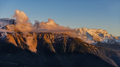 Mountain range, mountain landscape, dusk, Alps, sunset, sunset, weather, climate, tourism, nature,