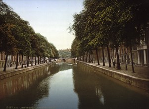 The Heerengracht, Main Canal, Amsterdam, Holland, ca 1895, Historical, digitally restored