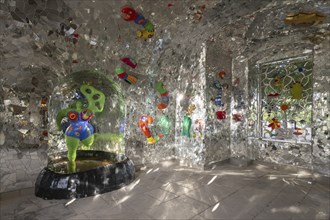 The grotto in the Herrenhausen Gardens with sculptures by Niki de Saint Phalle, Hanover, Lower