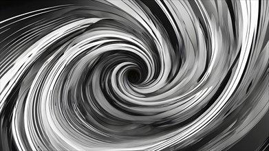 Abstract digital art capturing the essence of a black and white swirling tunnel in dynamic motion,