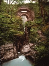 Teufelsbruecke, Aberystwith, Aberystwyth, Wales, Historic, digitally restored reproduction from a