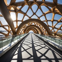 Modern bridge design concept showcasing the spiral patterns found in seashells, AI generated