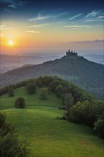 Hohenzollern Castle, sunset, Hechingen, Swabian Alb, Baden-Württemberg, Germany, Europe