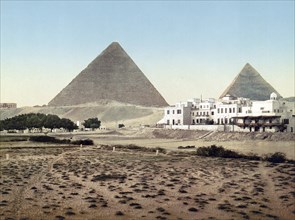 The Menahouse Hotel at the Pyramids, Cairo, Egypt, Historical, digitally restored reproduction from