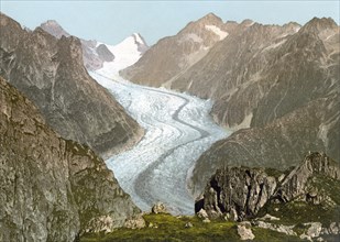 Fieschergletscher, ein Talgletscher auf der Südseite der Berner Alpen im Kanton Wallis in der