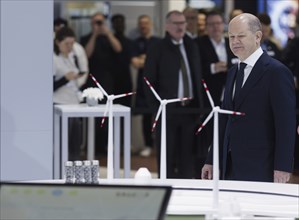 Olaf Scholz (SPD), Federal Chancellor, at the Hanover Trade Fair, Hanover, 22 April 2024, here at