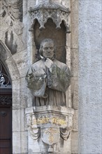 Sculpture of Philipp Melanchthon, theologian, 1497-1560, at the Regensburg Alumneum (grammar