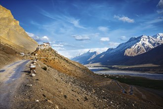 Road to Ki Monastery. Spiti Valley, Himachal Pradesh, India, Asia