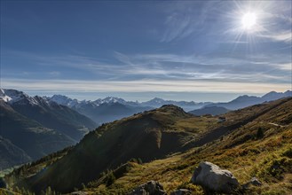 Bettmeralp, mountain landscape, tourism, hike, hiking, journey, sun, sunlight, light mood,