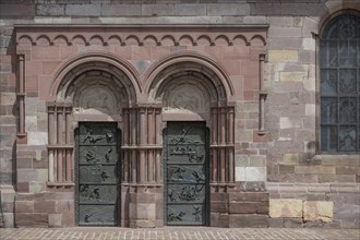 Entrance portals of the Villingen Minster of Our Lady, with modern doors, Villingen-Schwenningen,