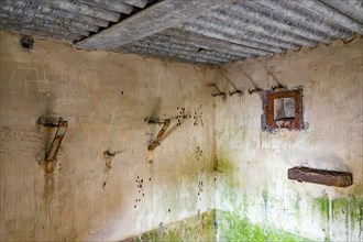 Bunker from inside, Bunker Cheneux, bright, corrugated metal ceiling, 2nd World War, built