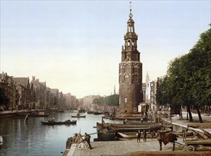 De Oude Schans, Amsterdam, Holland, ca 1895, Historic, digitally restored reproduction from a 19th