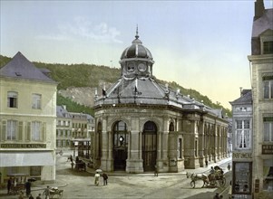 Pouhon, one of the springs in the spa town of Spa in Wallonia, Belgium, ca 1895, Historical,