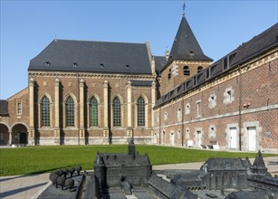 Outer court and Baroque church of Commandery of Alden Biesen, 16th-century moated castle at