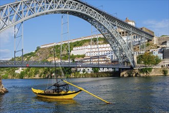 View of Vila Nova de Gaia city with Mosteiro da Serra do Pilar monastery and Dom Luis I bridge over