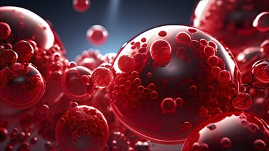 3d illustration of human red blood cells suspended in plasma, AI generated