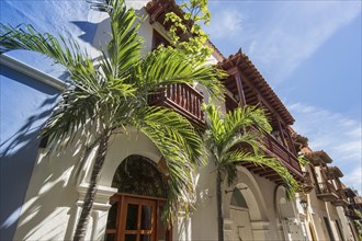 Famous colonial Cartagena Walled City (Cuidad Amurrallada) and its colorful buildings in historic